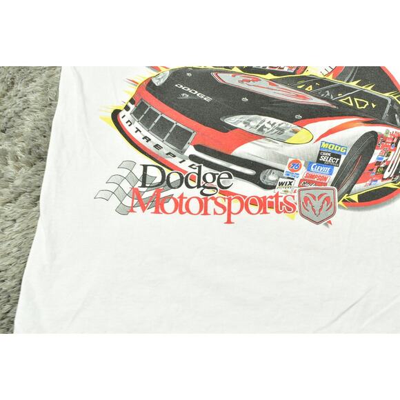 All Sport Dodge Racing White Cotton T-Shirt Men's L SINGLE STICHED STAINED - Picture 7 of 8